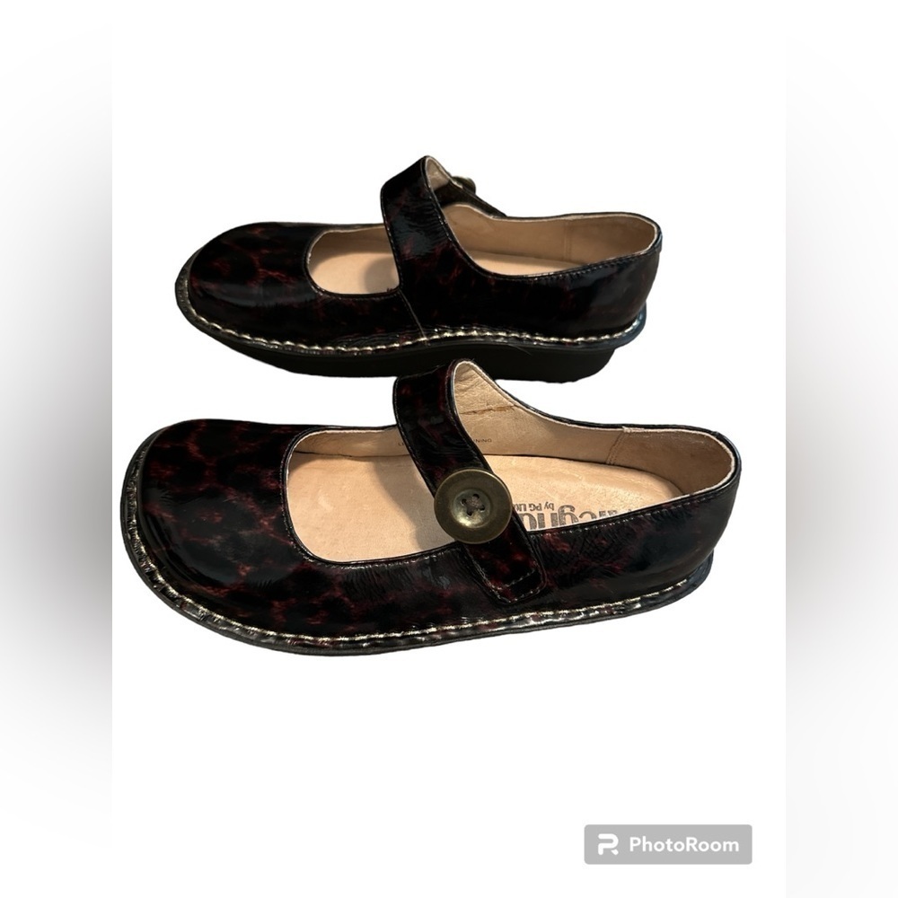 Alegria Women's Shoes Patent Leather Animal Prnt Mary Janes. - Picture 3 of 11